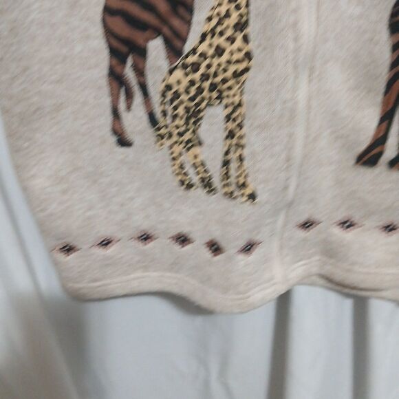 Blair Women's Vest Griaffe Appliques Embroidery Size Large  Cream Knit Zipper - Picture 5 of 10